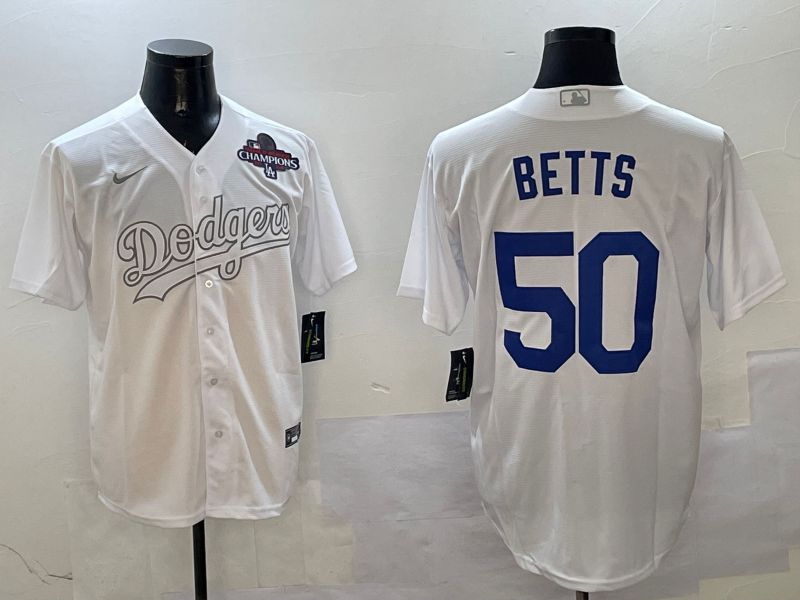 Men Los Angeles Dodgers #50 Betts White Fashion Edition Game 2025 Nike MLB Jersey style 6->los angeles dodgers->MLB Jersey